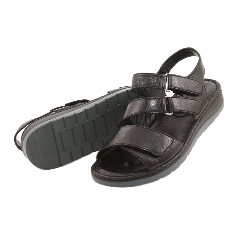 Cómodas sandalias de piel con velcro Caprice 28152-26 negro 2