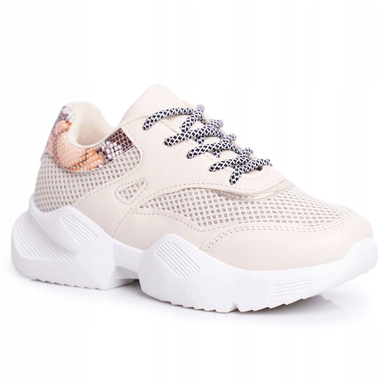 PS1 Zapatillas Deportivas Mujer Piel Serpiente Beige Giselle marrón dorado 5