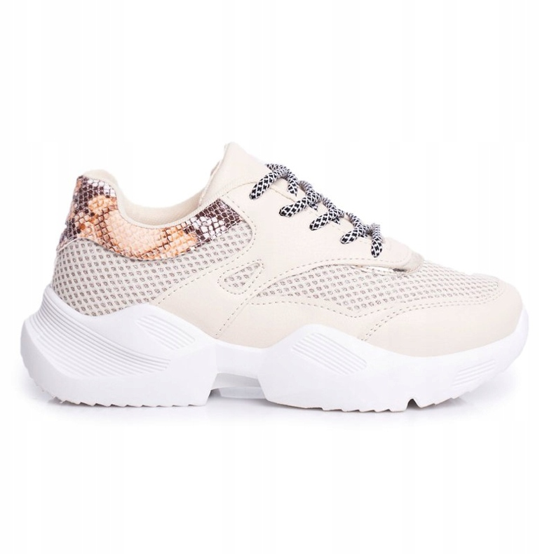 PS1 Zapatillas Deportivas Mujer Piel Serpiente Beige Giselle marrón dorado 4