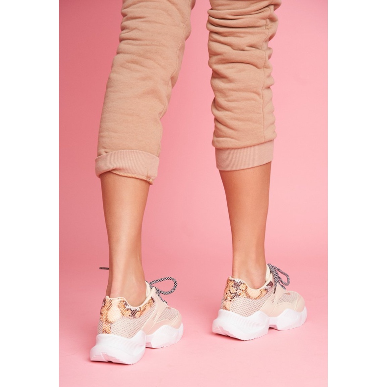 PS1 Zapatillas Deportivas Mujer Piel Serpiente Beige Giselle marrón dorado 3