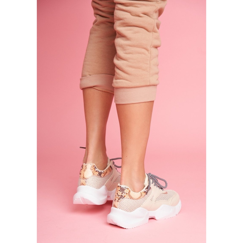 PS1 Zapatillas Deportivas Mujer Piel Serpiente Beige Giselle marrón dorado 2