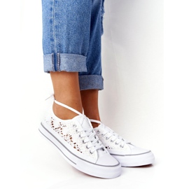 FB2 Zapatos deportivos Candice de encaje blanco para mujer 4