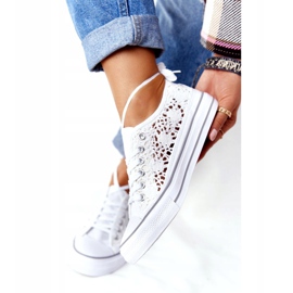 FB2 Zapatos deportivos Candice de encaje blanco para mujer 3