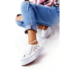 FB2 Zapatos deportivos Candice de encaje blanco para mujer 1