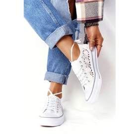 FB2 Zapatos deportivos Candice de encaje blanco para mujer 2