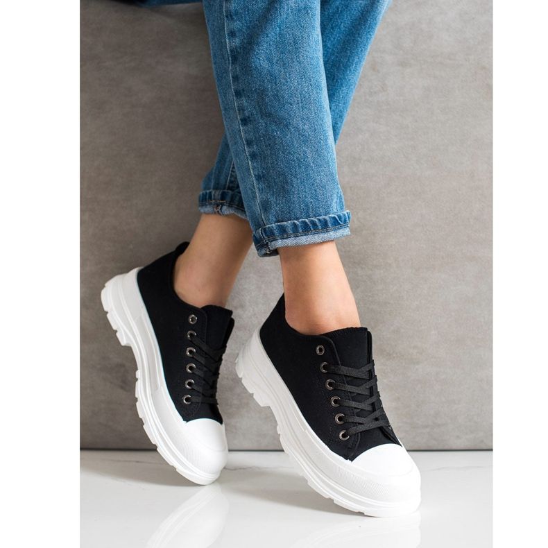 SHELOVET Zapatillas negras en la plataforma negro 1