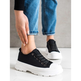 SHELOVET Zapatillas negras en la plataforma negro 2