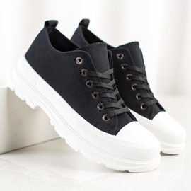 SHELOVET Zapatillas negras en la plataforma negro 3
