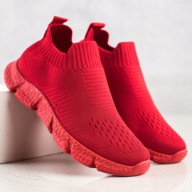 SHELOVET Zapatillas de deporte sin cordones de moda rojo 1 SHELOVET Zapatillas de deporte sin cordones de moda rojo 1