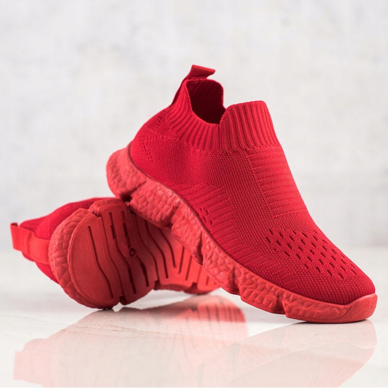 SHELOVET Zapatillas de deporte sin cordones de moda rojo 2 SHELOVET Zapatillas de deporte sin cordones de moda rojo 2