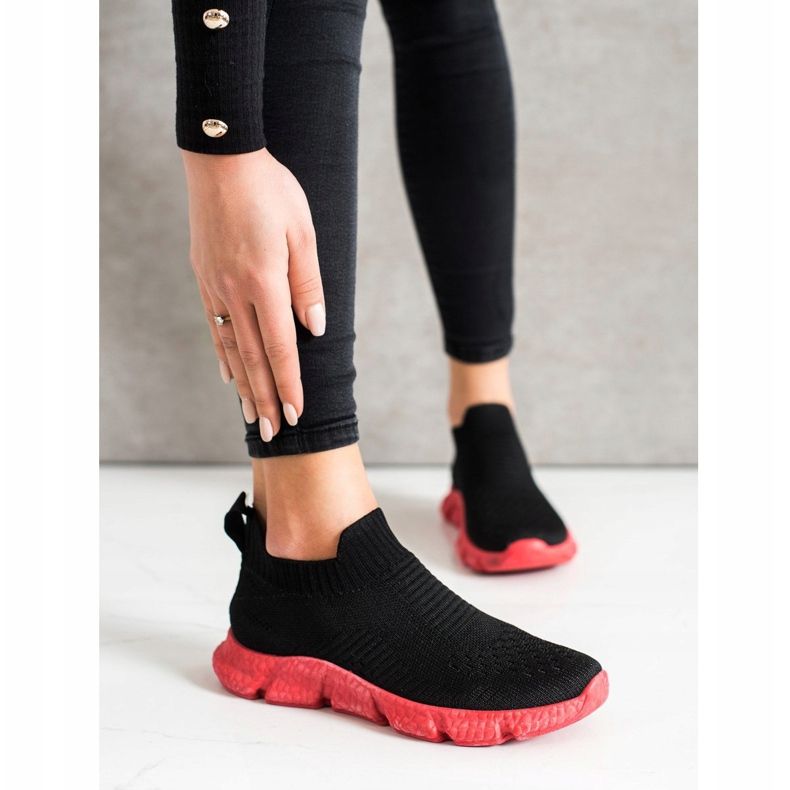 SHELOVET Zapatillas de deporte sin cordones de moda negro 2 SHELOVET Zapatillas de deporte sin cordones de moda negro 2