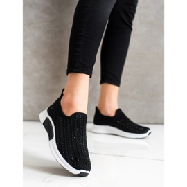 SHELOVET Slipons con cristales negro 4