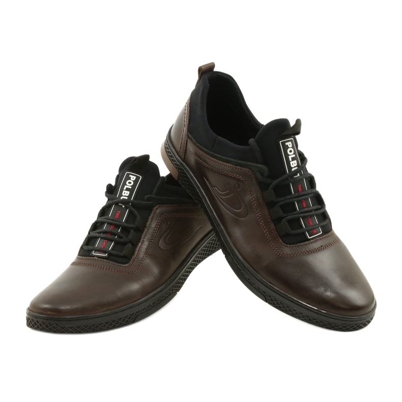 Polbut Zapatos casuales de cuero para hombre K24 marrón 1