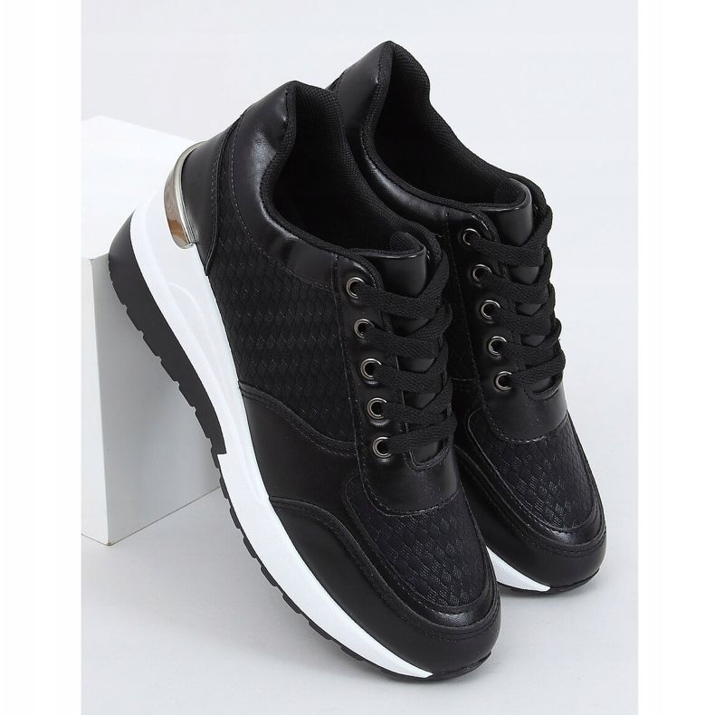 Negro MY-2717 Calzado deportivo negro con tacón de cuña oculto 1 Negro MY-2717 Calzado deportivo negro con tacón de cuña oculto 1