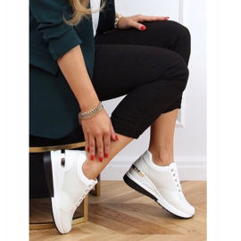 Blanco MY-2717 Calzado deportivo blanco con tacón de cuña oculto 3