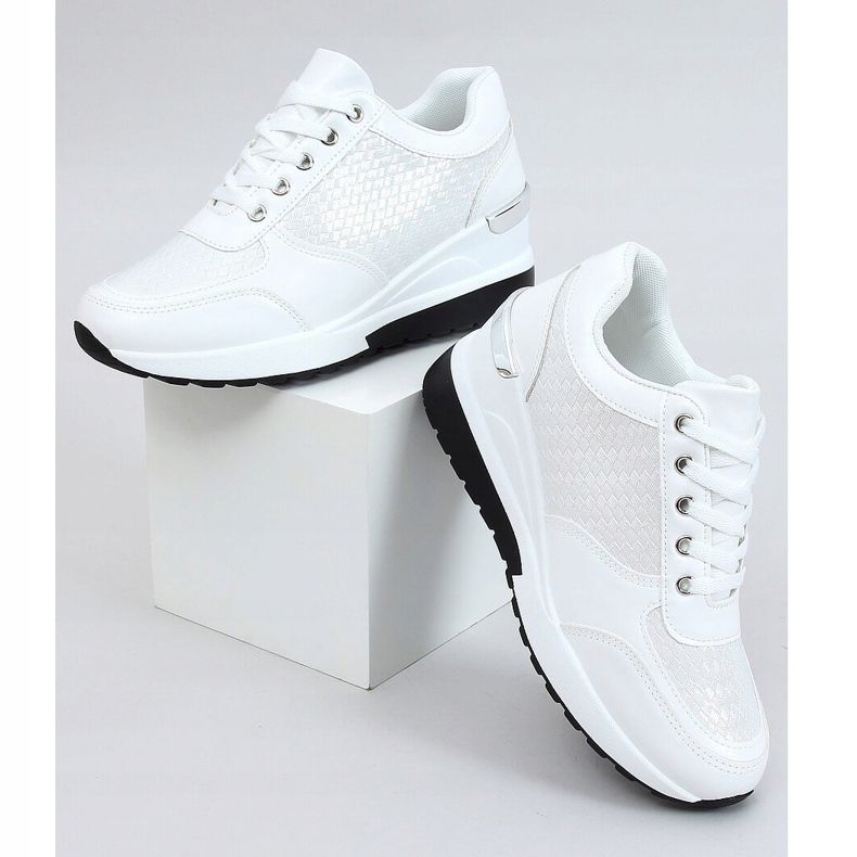 Blanco MY-2717 Calzado deportivo blanco con tacón de cuña oculto 1 Blanco MY-2717 Calzado deportivo blanco con tacón de cuña oculto 1