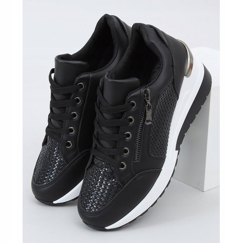 Negro MY-2716 Calzado deportivo negro con tacón de cuña oculto 1 Negro MY-2716 Calzado deportivo negro con tacón de cuña oculto 1