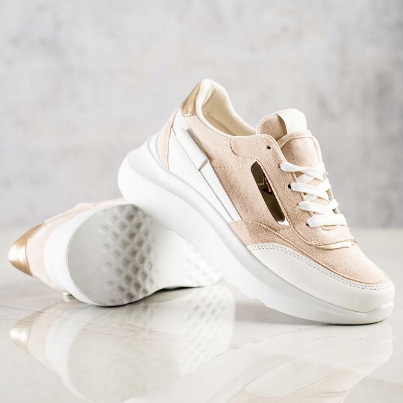 SHELOVET Zapatillas de gamuza con estilo beige blanco 2
