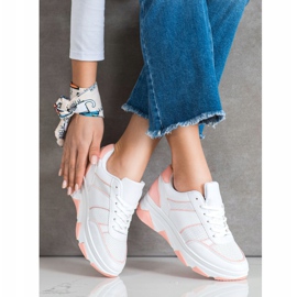 SHELOVET Calzado deportivo casual blanco rosado 2