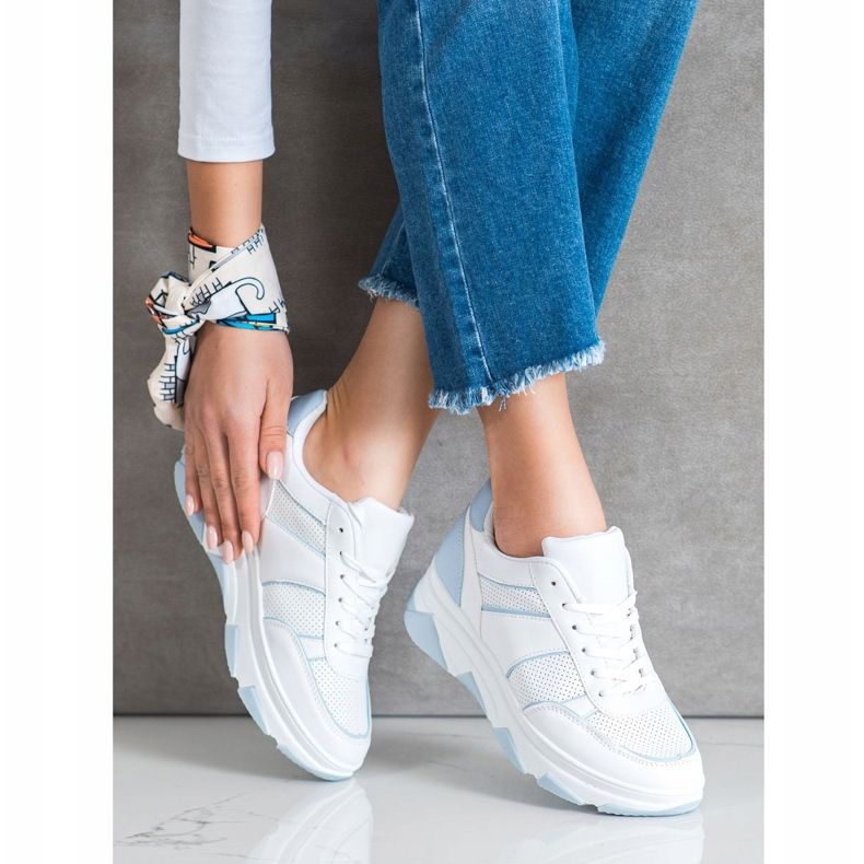 SHELOVET Calzado deportivo casual blanco azul 2