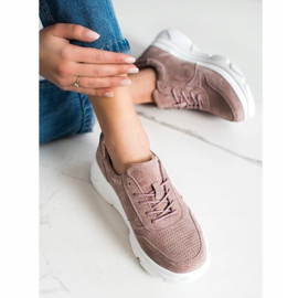 Filippo Zapatillas de cuero en la plataforma marrón rosado 2