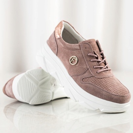 Filippo Zapatillas de cuero en la plataforma marrón rosado 4