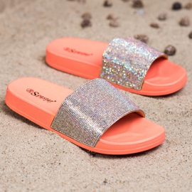 Seastar Pantuflas con Cristales naranja plata 2