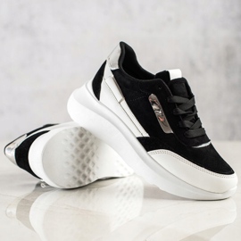 SHELOVET Zapatillas de gamuza con estilo blanco negro 4