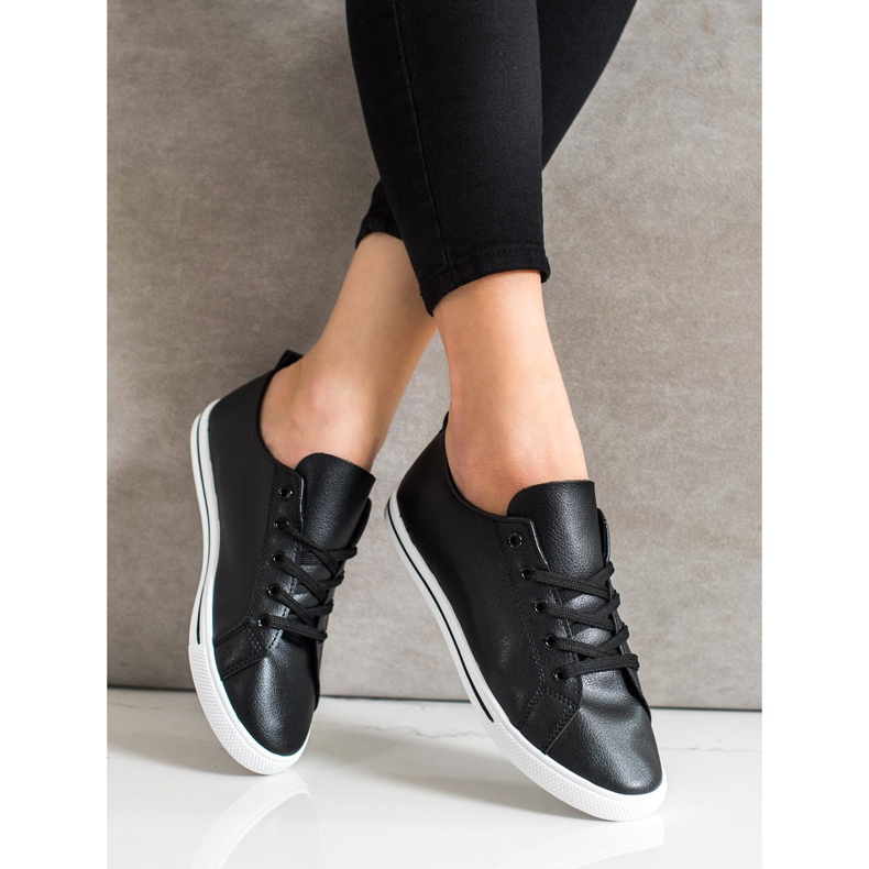 SHELOVET Cómodas zapatillas bajas negro 2