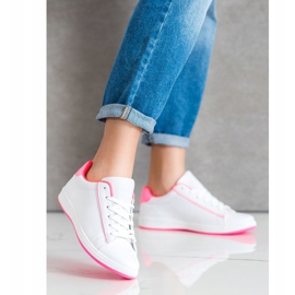 SHELOVET Zapatillas bajas con cuero ecológico blanco rosado 2