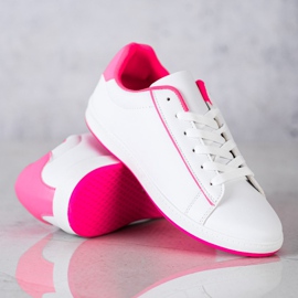 SHELOVET Zapatillas bajas con cuero ecológico blanco rosado 3