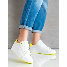 SHELOVET Zapatillas bajas con cuero ecológico blanco amarillo 3