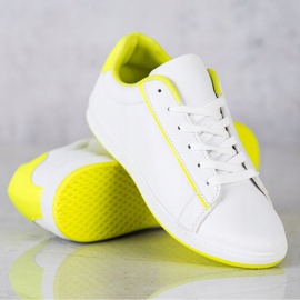 SHELOVET Zapatillas bajas con cuero ecológico blanco amarillo 2