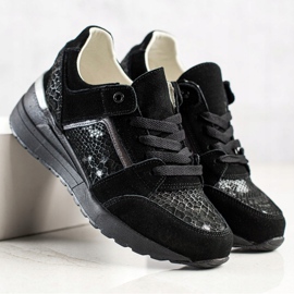 Evento Zapatillas de piel con estampado de serpiente negro 2