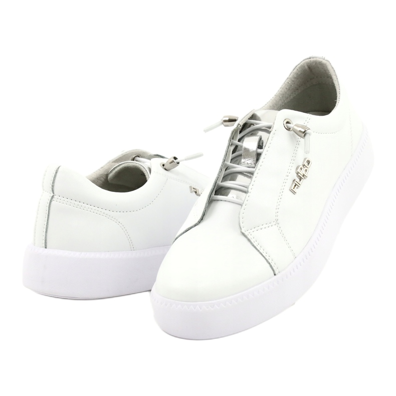 Filippo Zapatillas de cuero con estilo DP2041 / 21 WH blanco plata 2