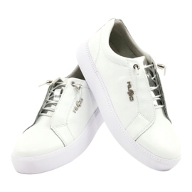 Filippo Zapatillas de cuero con estilo DP2041 / 21 WH blanco plata 3