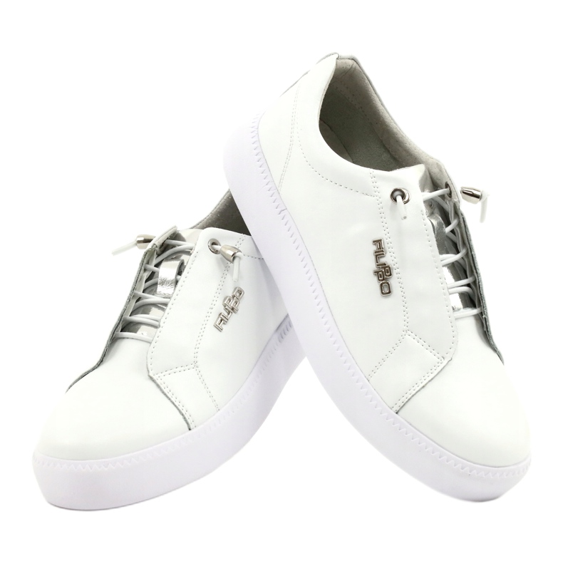 Filippo Zapatillas de cuero con estilo DP2041 / 21 WH blanco plata 3