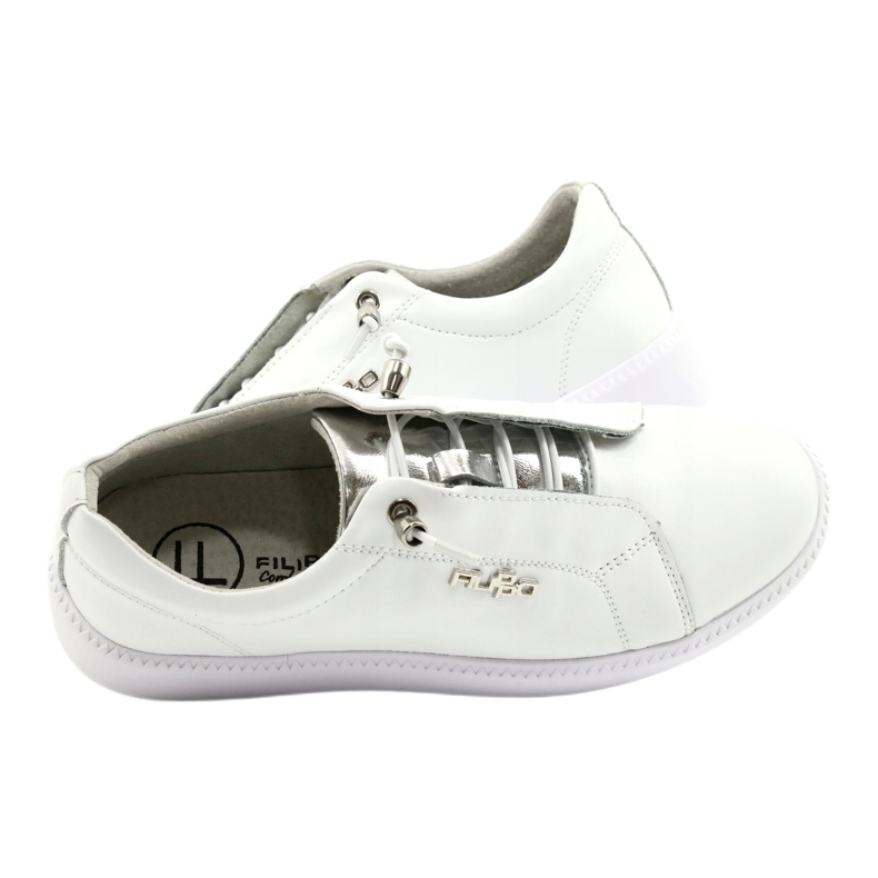 Filippo Zapatillas de cuero con estilo DP2041 / 21 WH blanco plata 4
