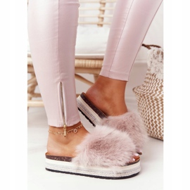 PS1 Pantuflas de plataforma Adventure beige con pelo multicolor 4