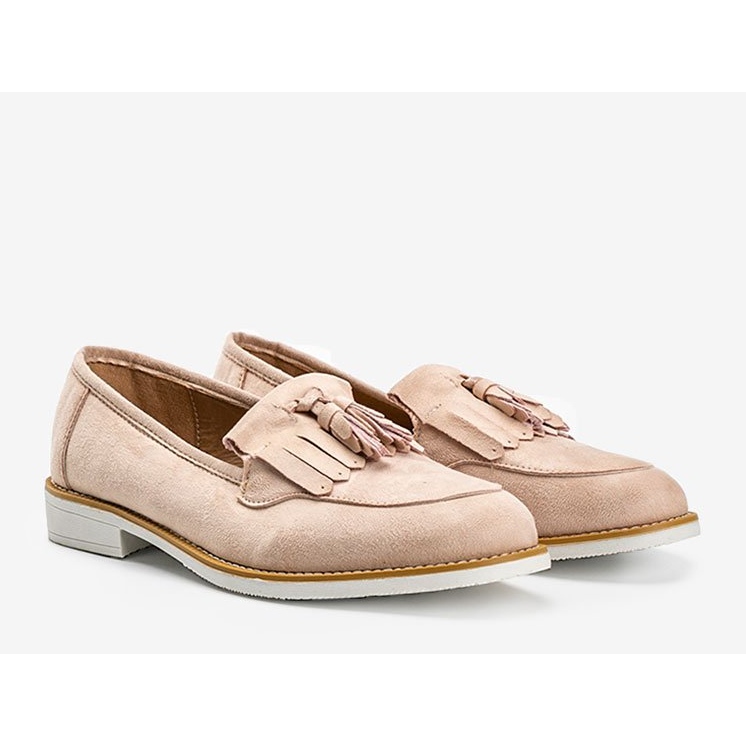 Zapatos de ante beige con flecos Lorena 1