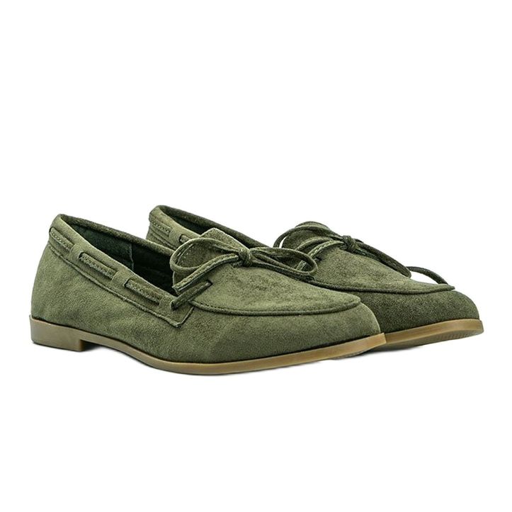 Mocasines verdes de gamuza ecológica Kierra 1