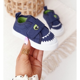 Deportivas Infantiles Con Velcro Con Tiburón Azul Marino 1