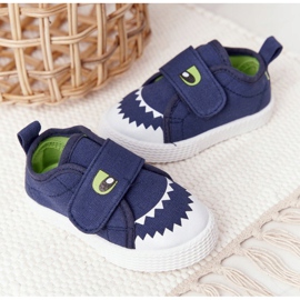 Deportivas Infantiles Con Velcro Con Tiburón Azul Marino 3