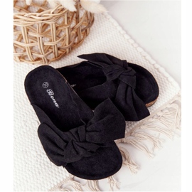 PB2 Pantuflas infantiles negras sobre negro Little Wendy 4