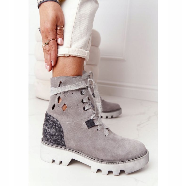 Botas de ante calado Maciejka Grey 05033-03 multicolor gris 1