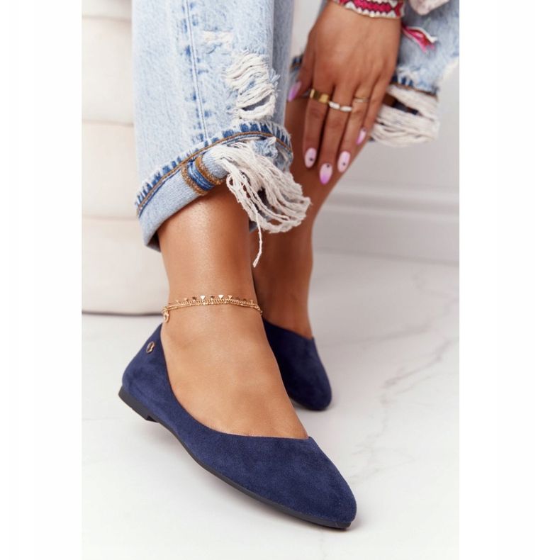 Bailarinas Ante Sergio Leone BL622 Azul Marino 2