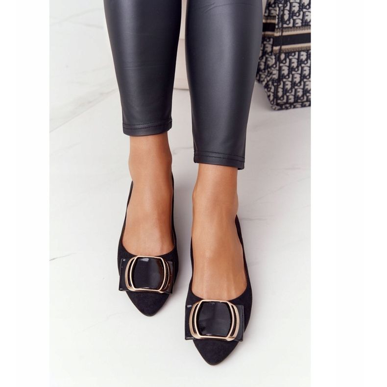 Bailarinas De Ante Con Hebilla Sergio Leone BL623 Negro 2 Bailarinas De Ante Con Hebilla Sergio Leone BL623 Negro 2
