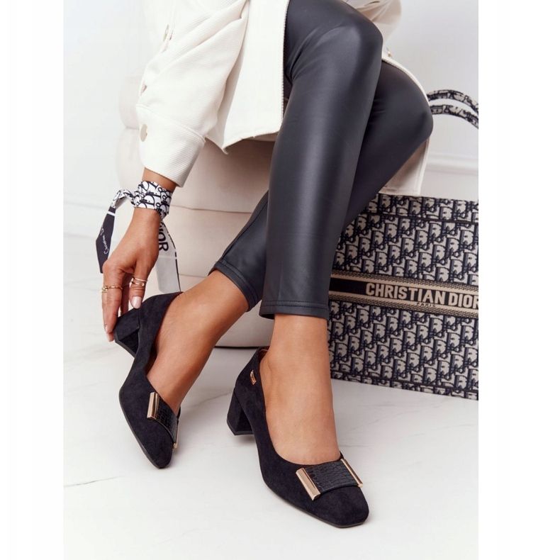 Zapato de salón en ante en el talón Sergio Leone PB142 Negro 2