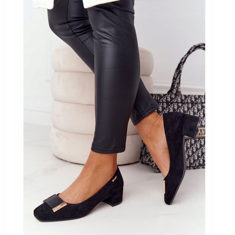 Zapato de salón en ante en el talón Sergio Leone PB142 Negro 1