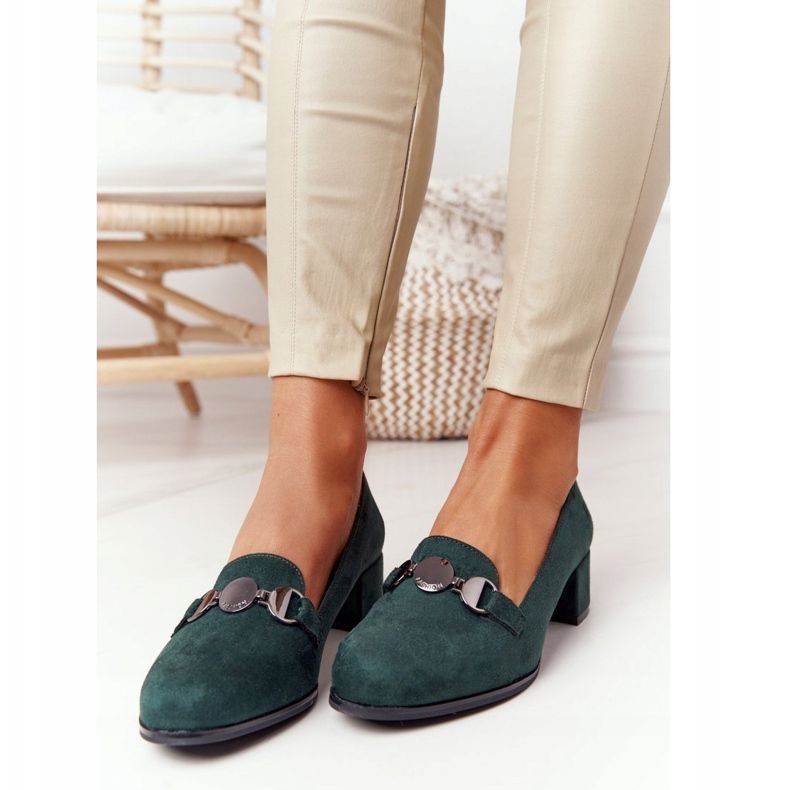 Zapato de salón en ante en el talón Sergio Leone PB148 Verde 2